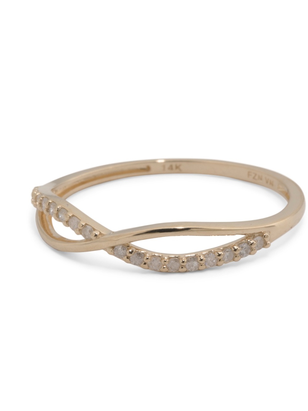 WHITE LOTUS Gold/Diamond 14kt Gold Diamond Crossover Ring